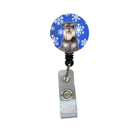 Teacher&Aposs Aid Winter Snowflakes Holiday Schnauzer Retractable Badge Reel TE2925482